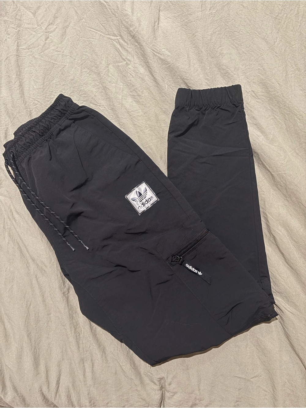 adidas black Windbreaker Joggers with Trefoil Patch